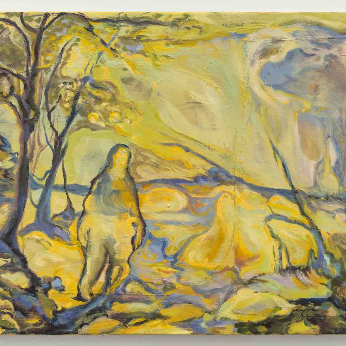 KB Jones, Present I, 2025. Oil, latex and ink on board, 10 x 8 in / 25.4 x 20.3 cm