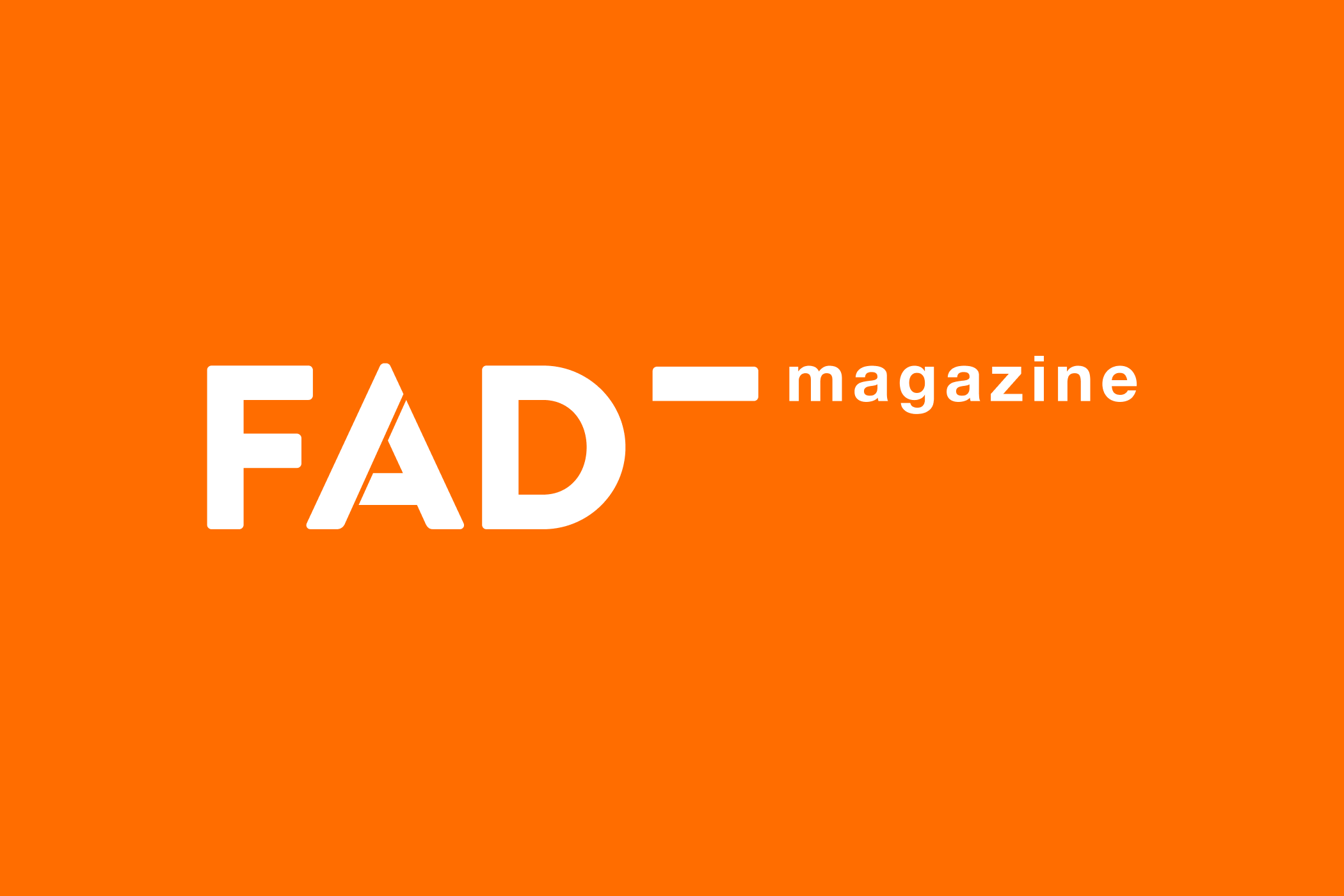 The FAD Magazine logo on a brown background.