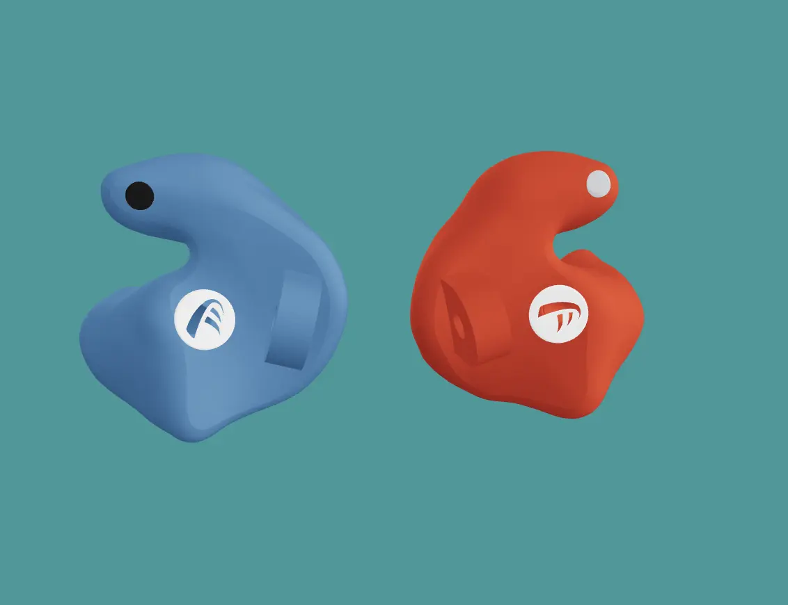 red and blue earplugs
