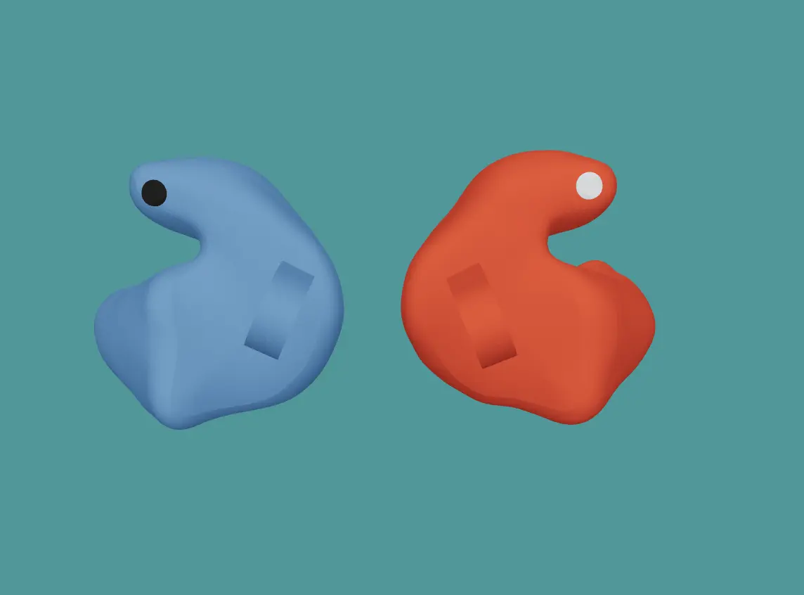 blue and red swimming earplugs