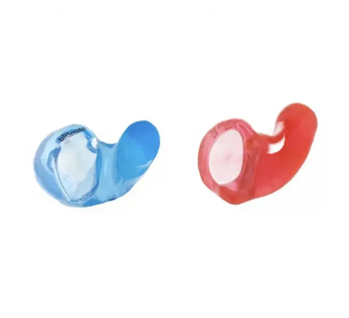blue and red sleeping earplugs