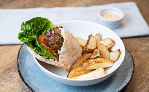 Grilled Beef Kofta with Pita & Homemade Potato Chips