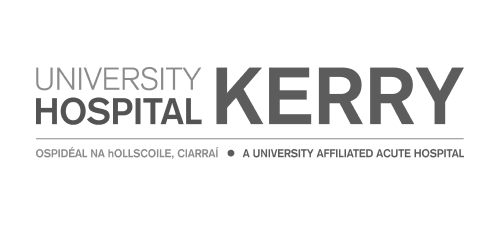 University Hospital Kerry logo with text in English and Irish.