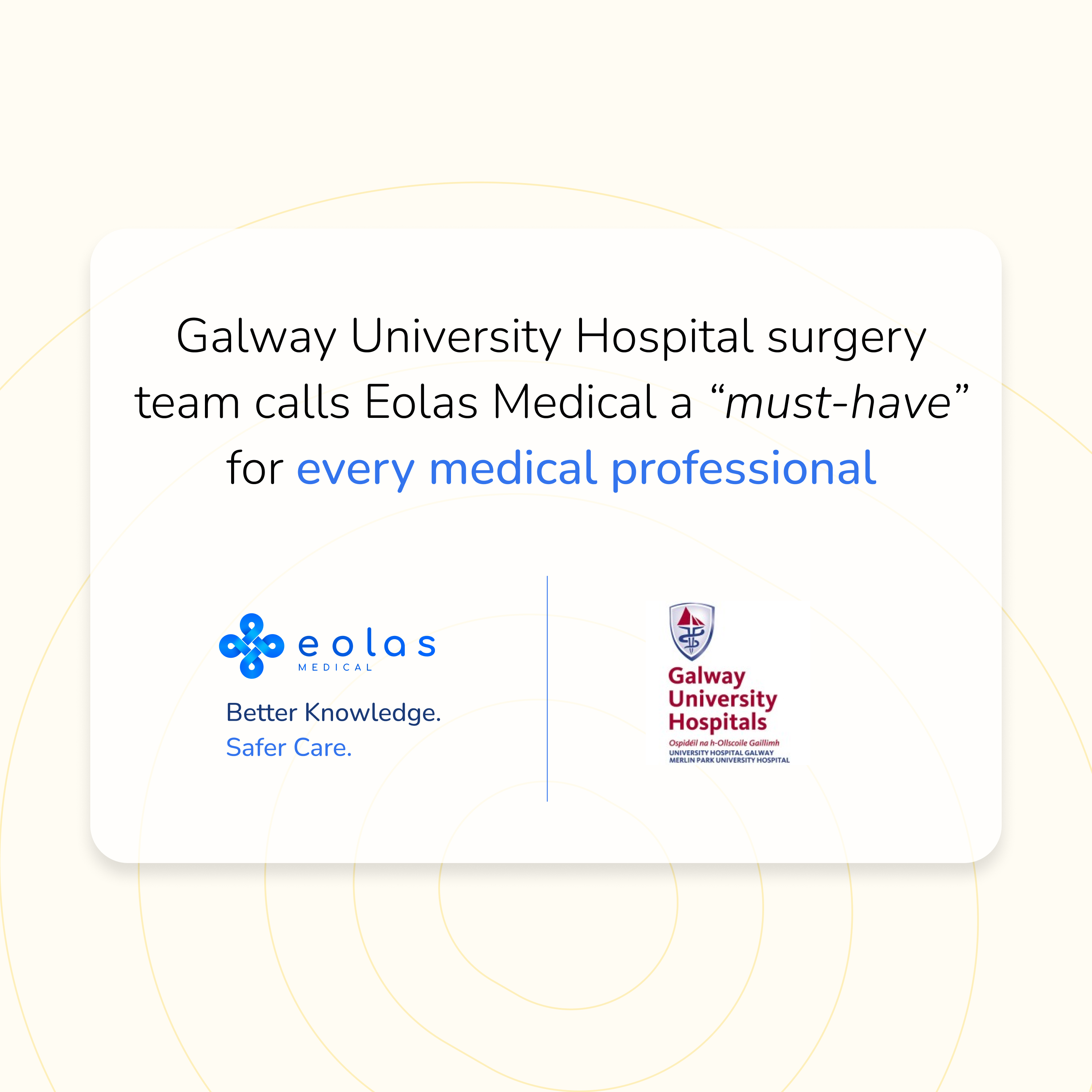 The General and Vascular Surgery team at Galway University Hospital adopted Eolas Medical to address the lack of a trustworthy, quick-access resource for medication information, dosing, and drug interactions.