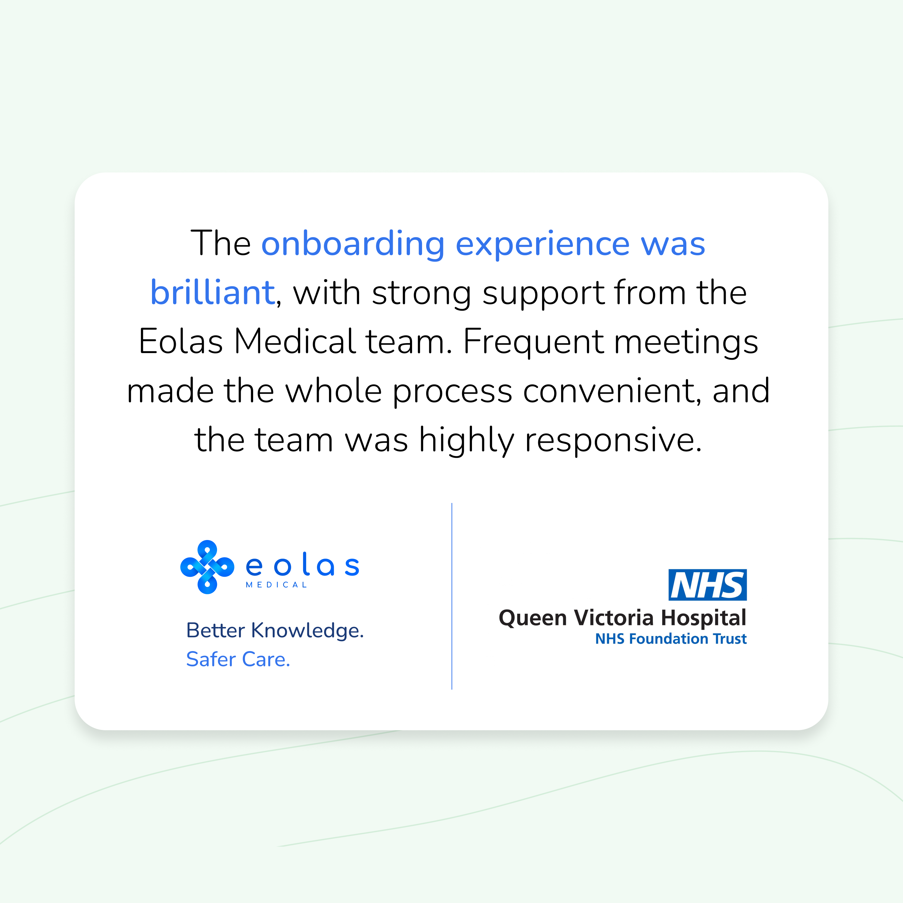 Queen Victoria Hospital migrated to Eolas Medical across its Pharmacy, Nursing, Anaesthetics, and Medical departments.