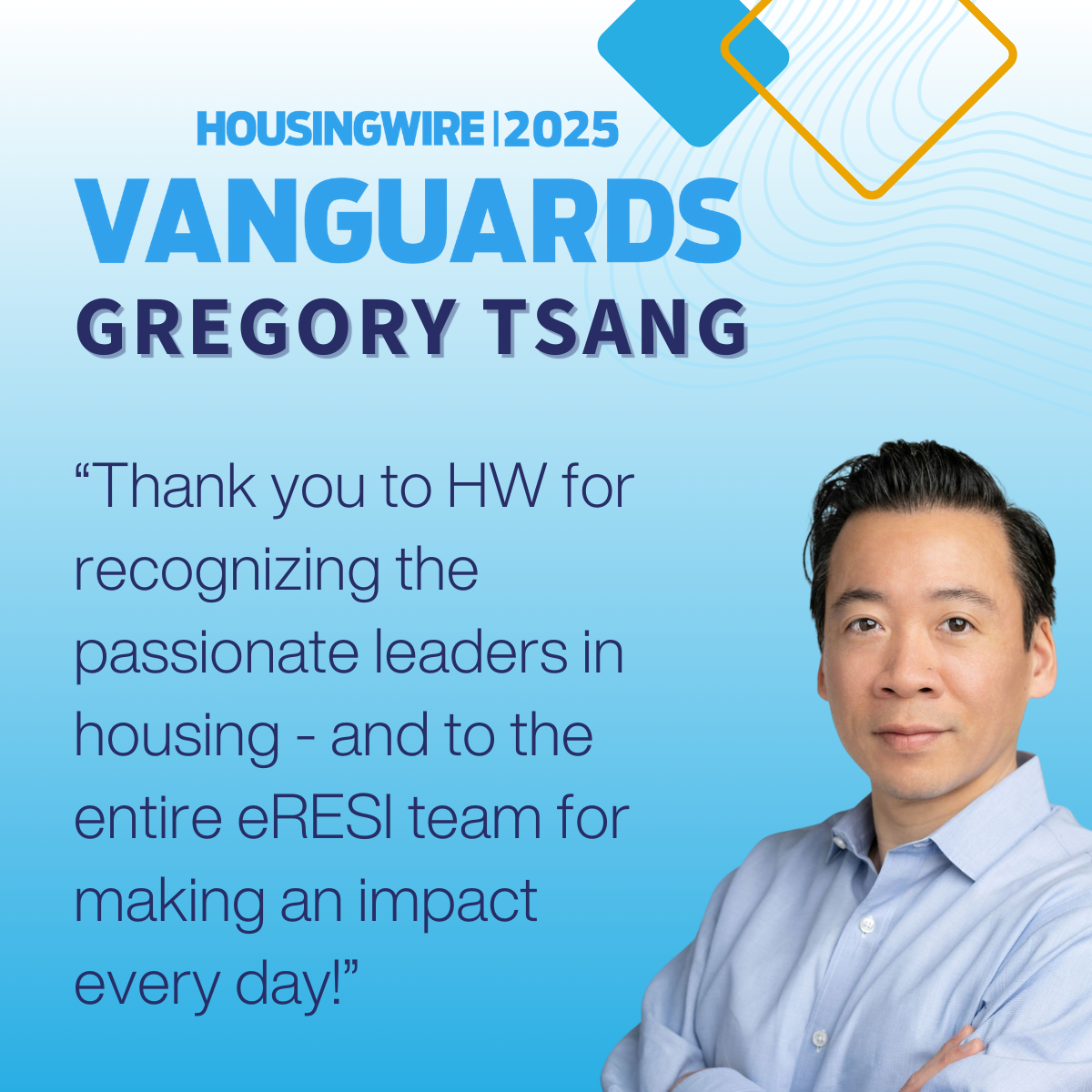 Gregory Tsang Named a 2025 HousingWire Vanguard Award Winner