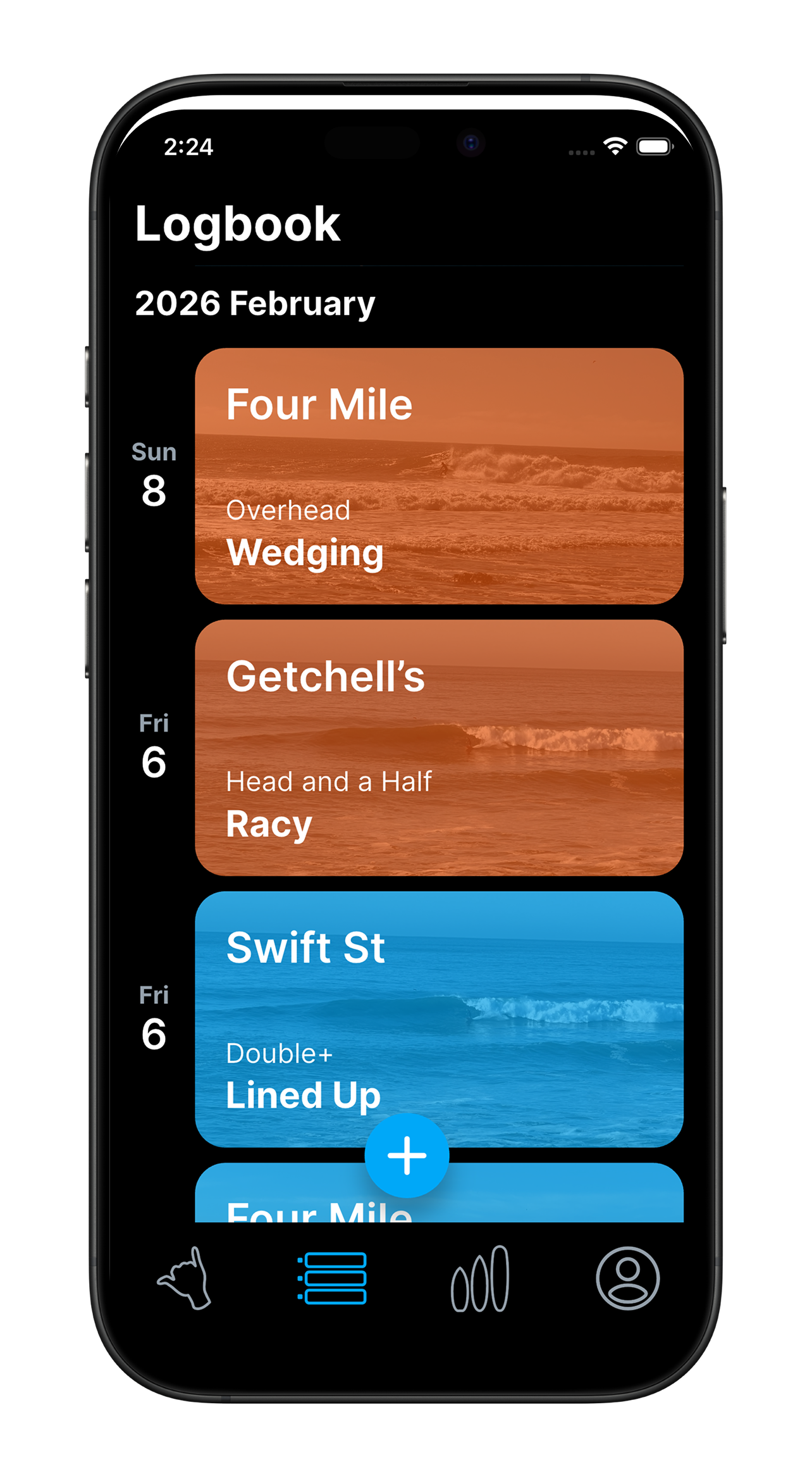 Screen shots of the ShakaLog app with Coming Soon! overlayed on it. 