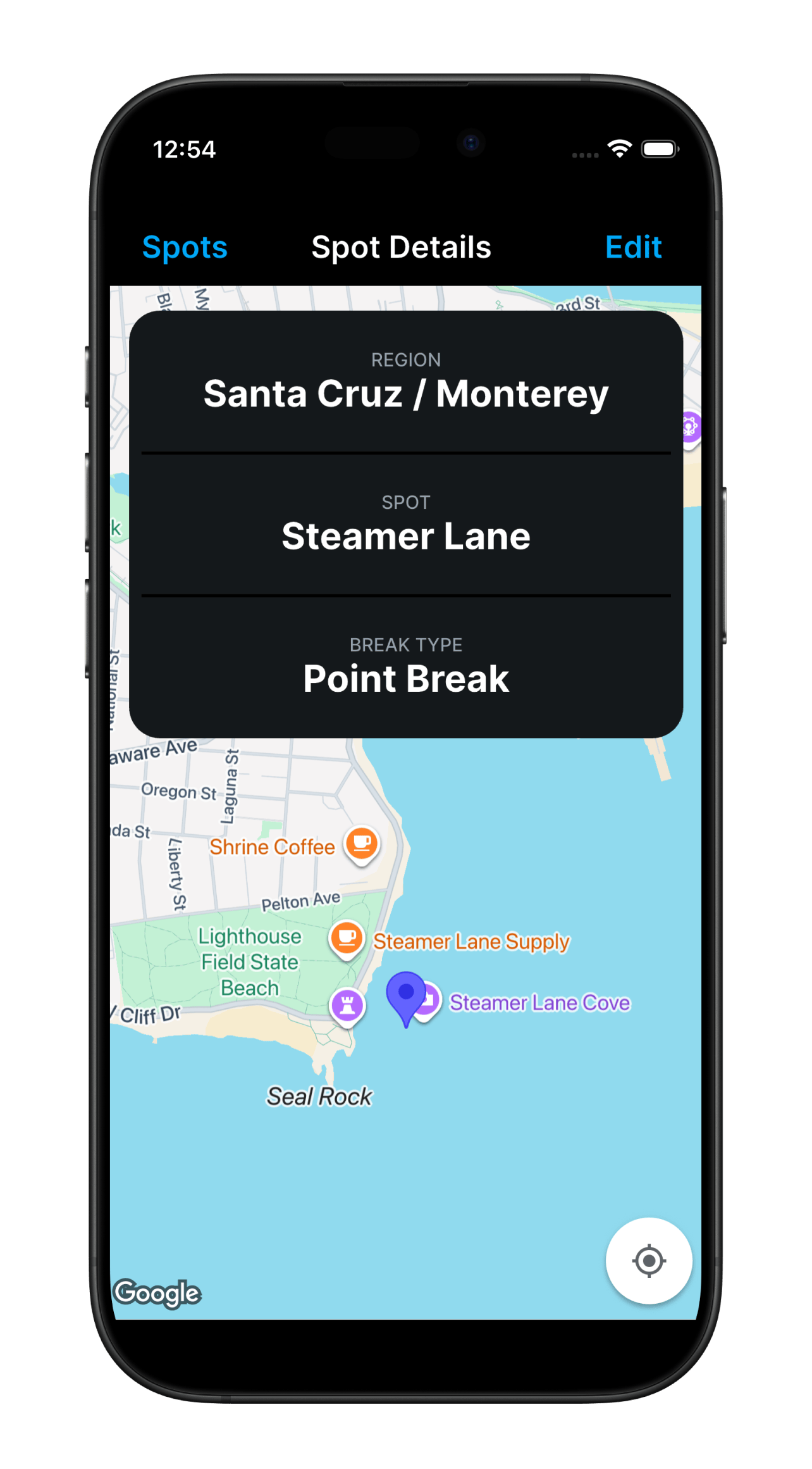 ShakaLog spot details page