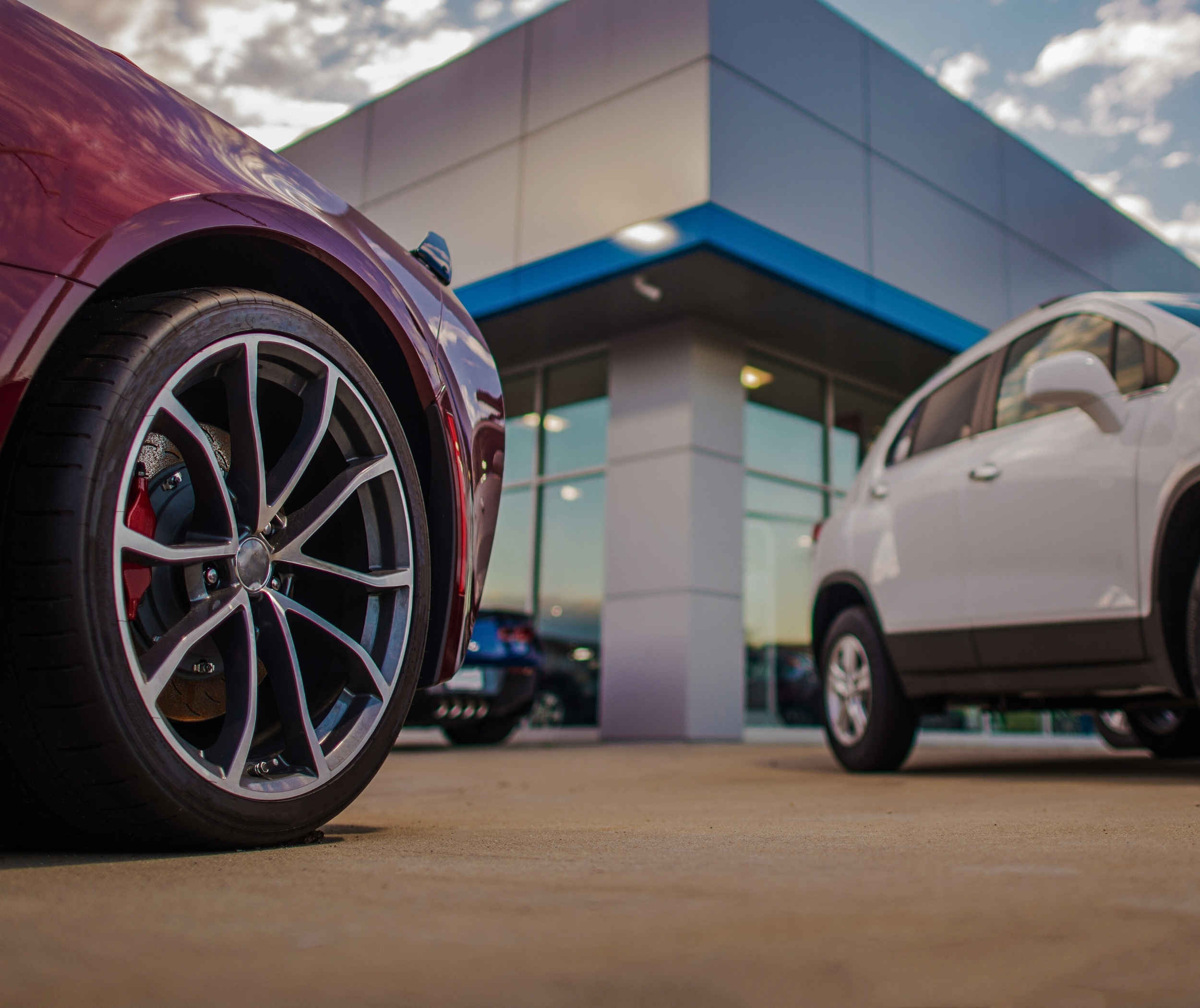 Low angle car image for car buying service image slider laptop