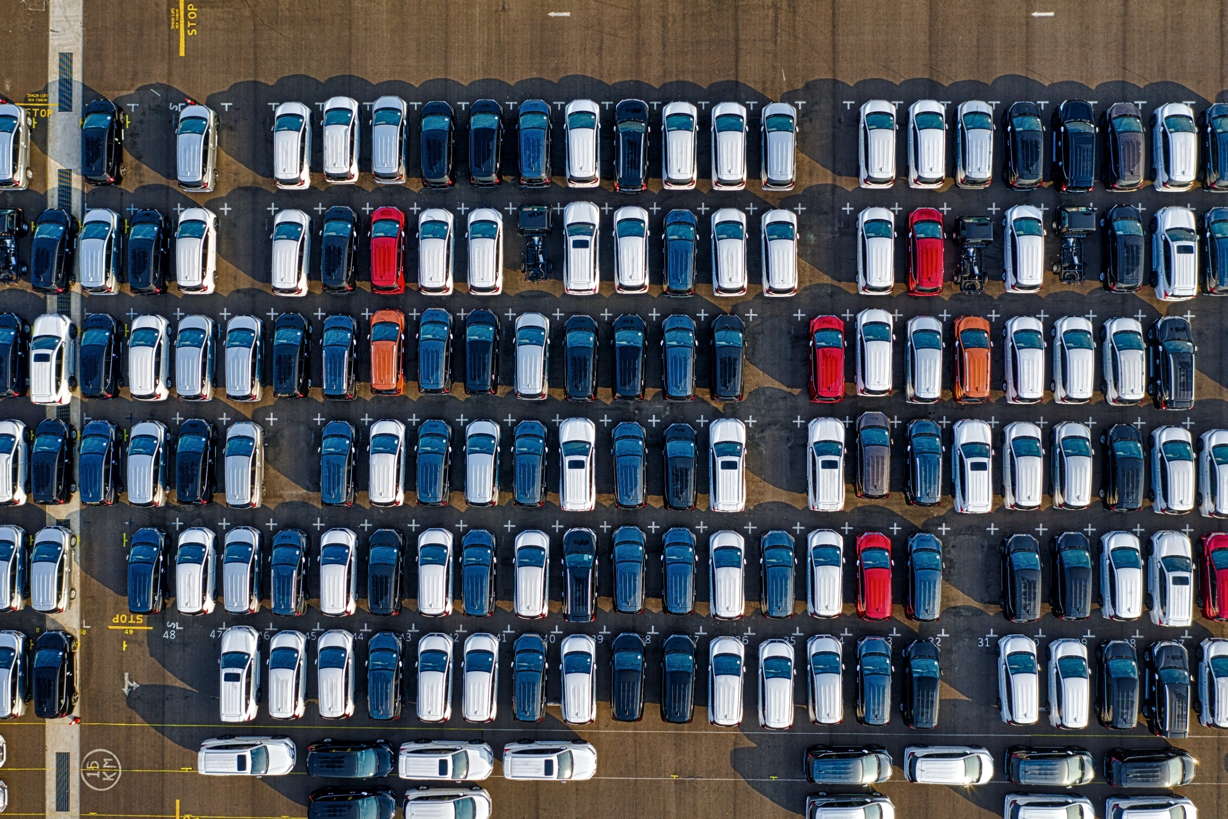 Cars parked buying service phone