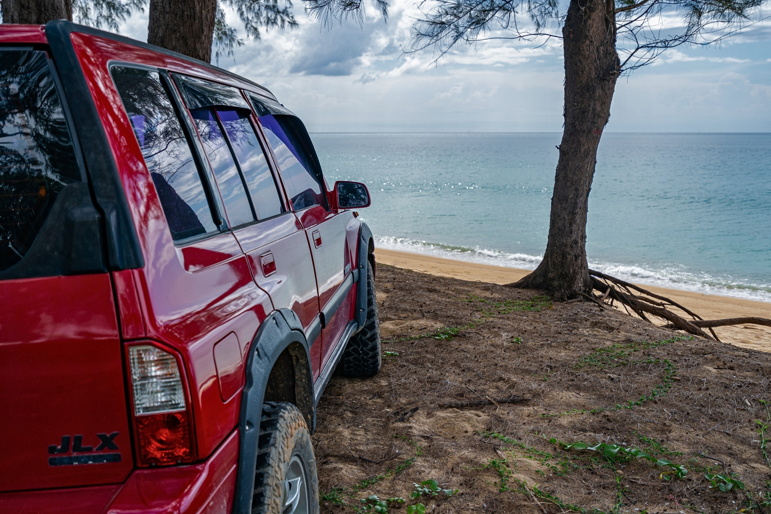 Car buying car by beach phone