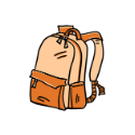 A school bag coloured with an orange palette.