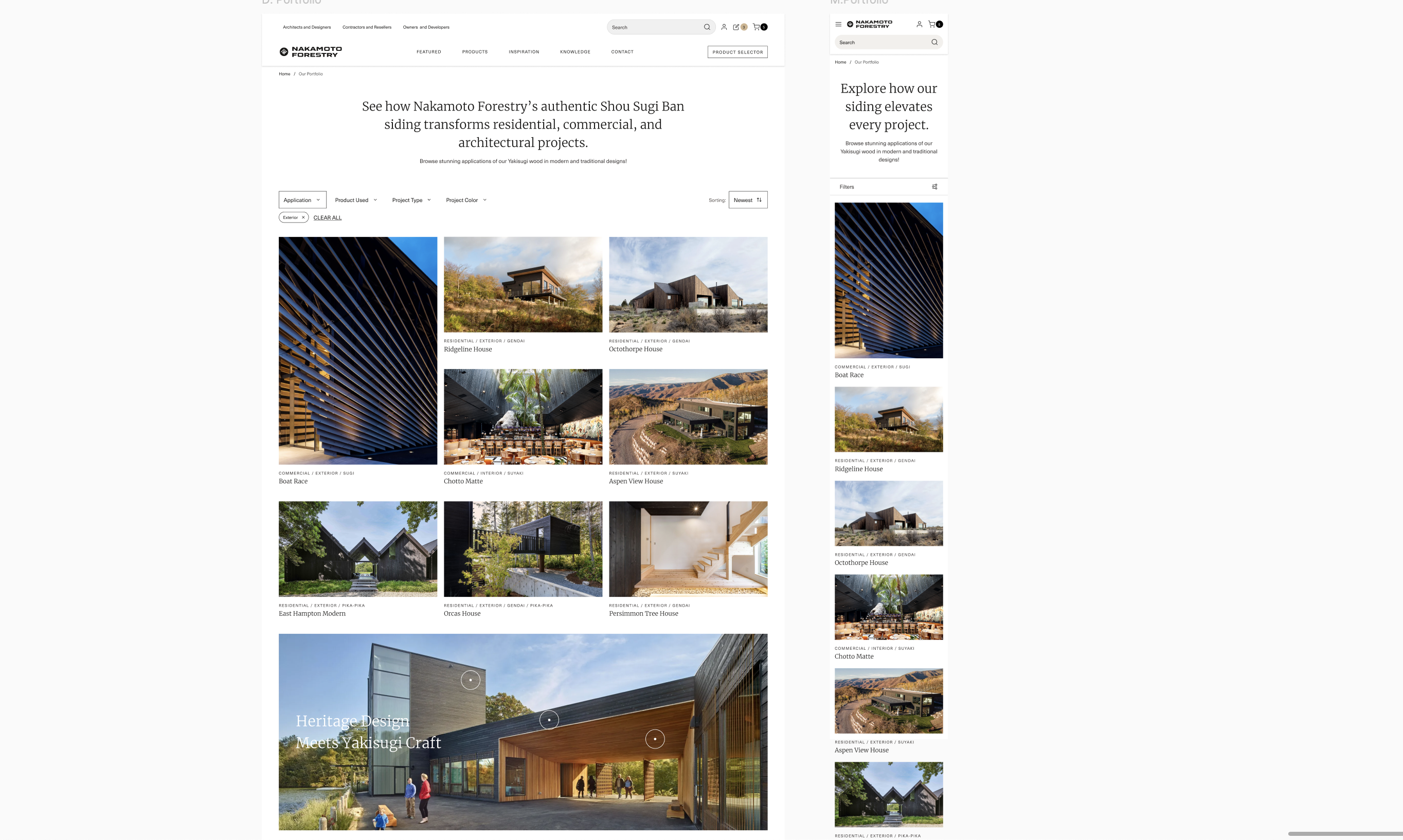 screenshot of portfolio page