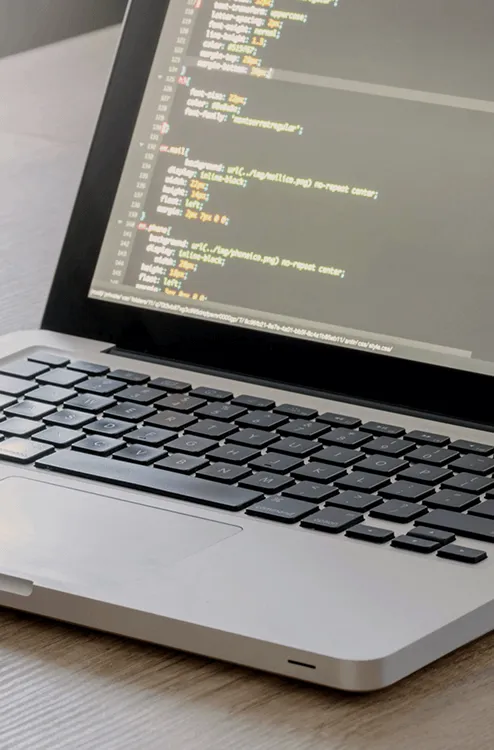 Image of a laptop showing CSS code