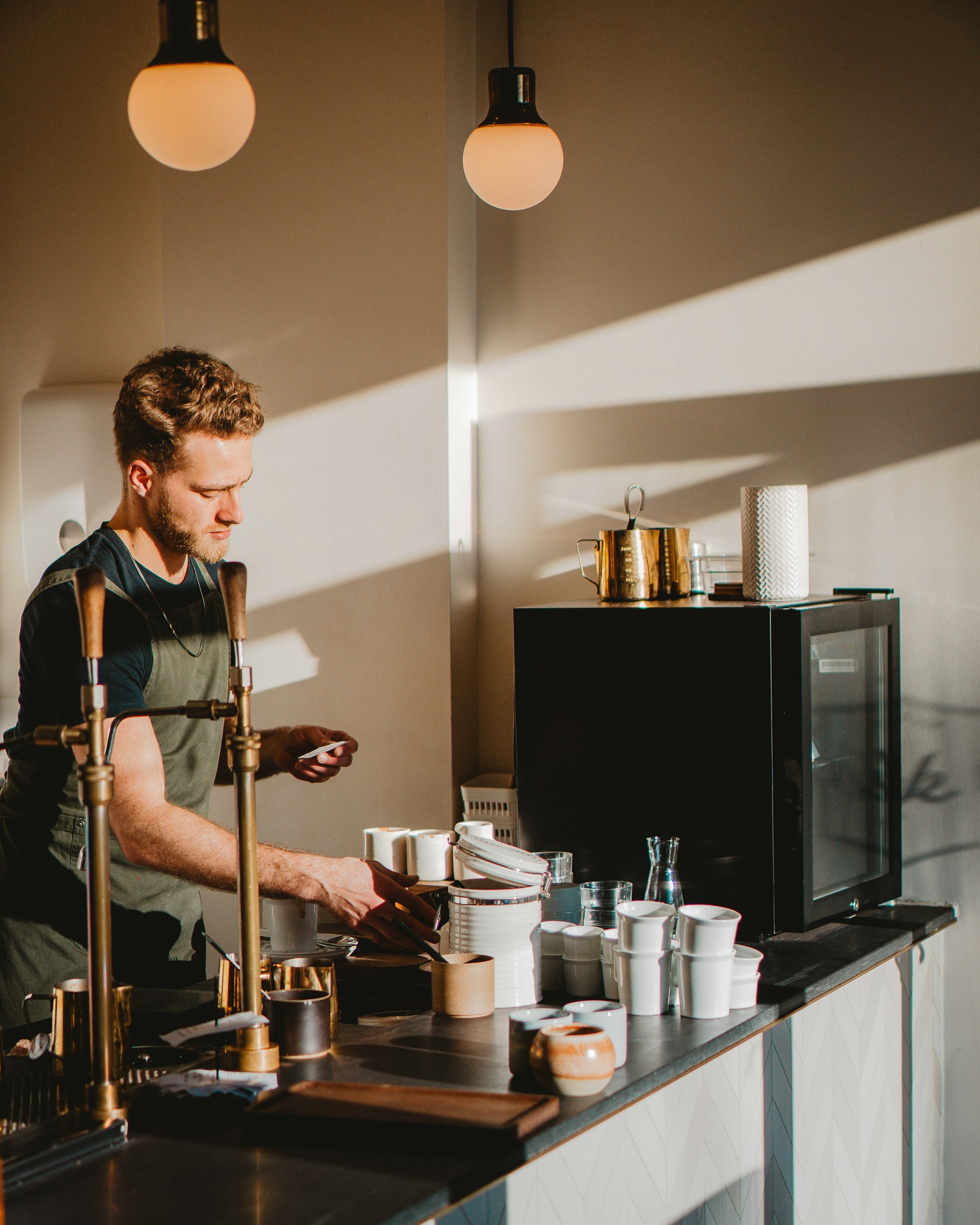 Barista making a coffee