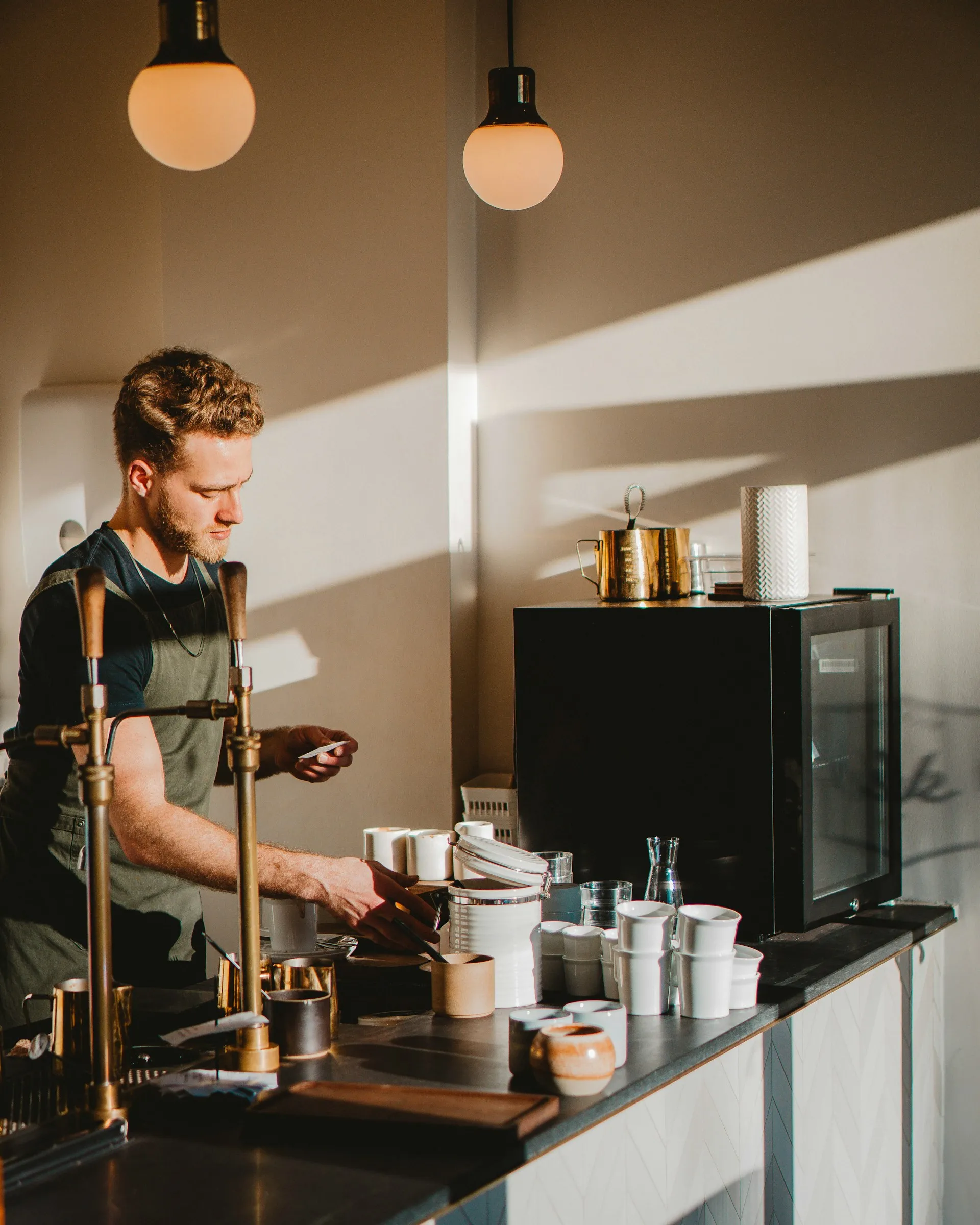 Barista making a coffee