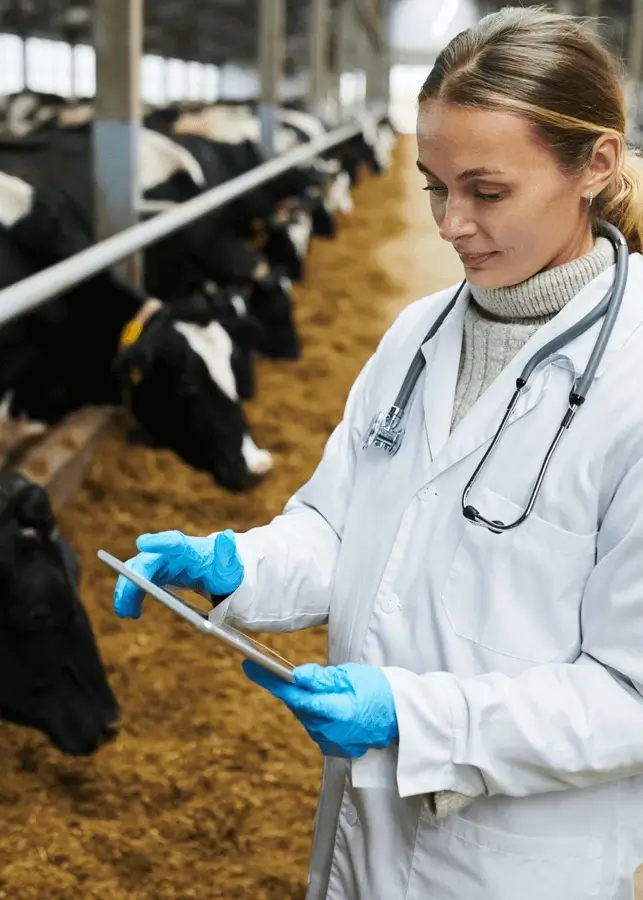 Veterinary doctor holding a tablet 