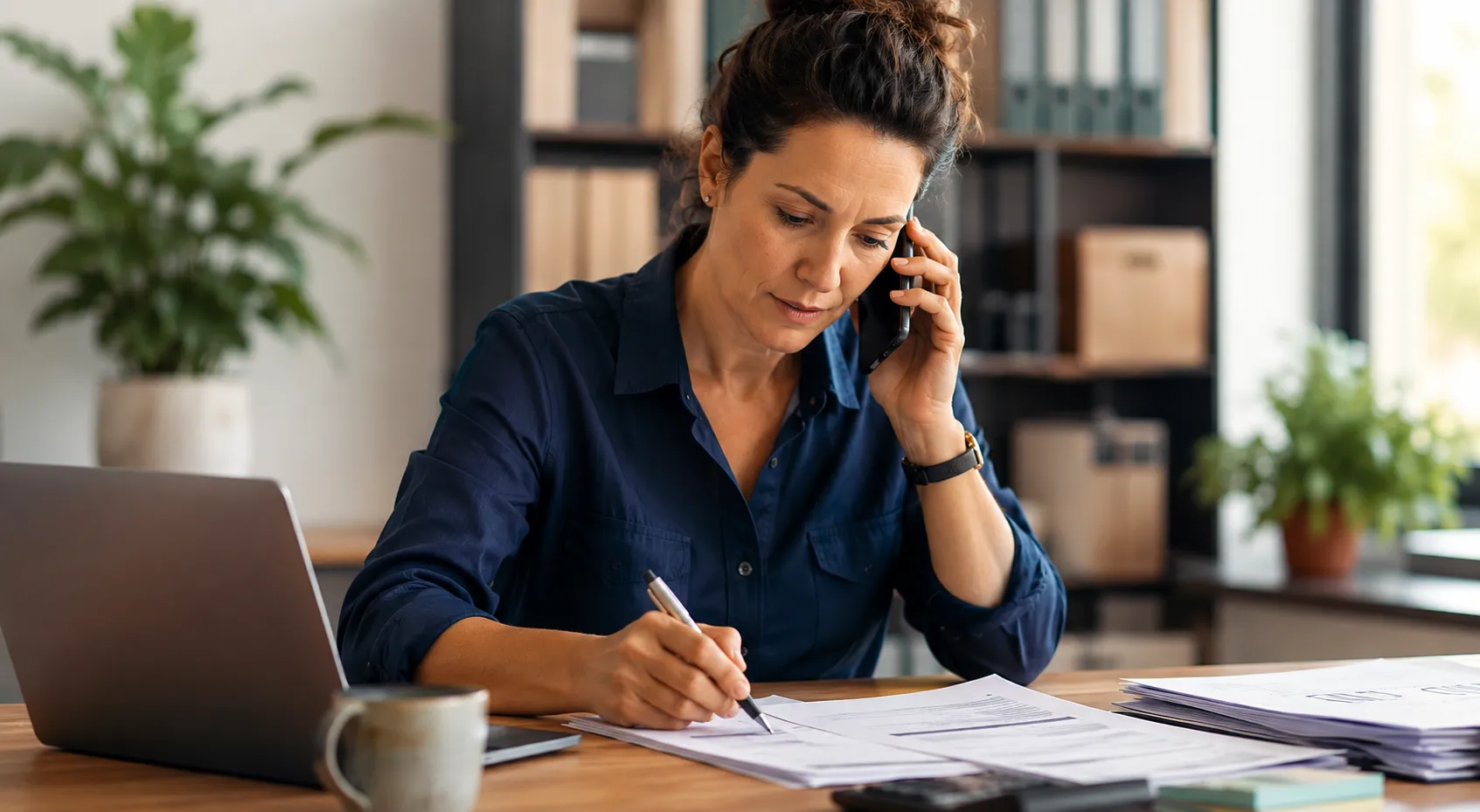 Business owner on a phone call