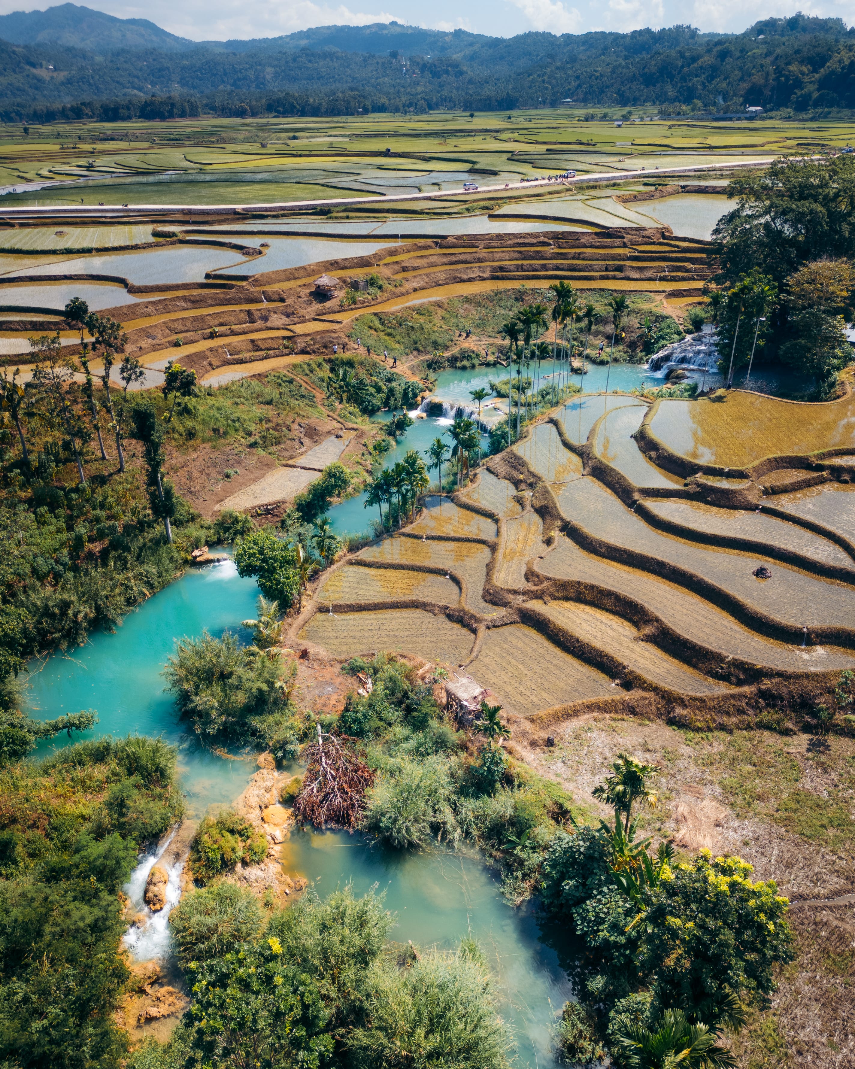 Scenic rice terraces and river landscape near The Sanubari Sumba adventure resort