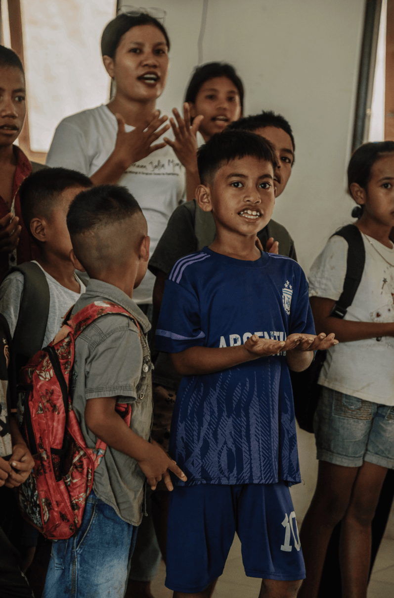 School children in West Sumba participating in classroom activities supported by clean water access and education initiatives