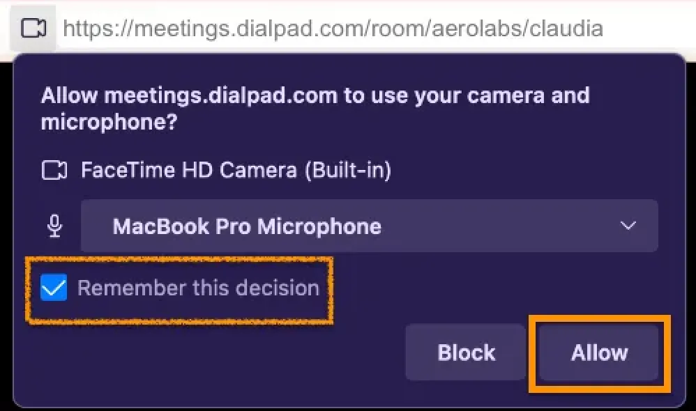 A screenshot of a computer screen with the text'allow meetings dialogg.