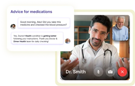 A man with a stethoscope talking to a doctor.