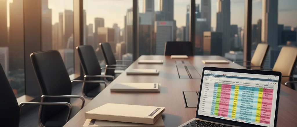Singapore professionals in a modern boardroom overlooking the CBD skyline, with payroll documents on the conference table