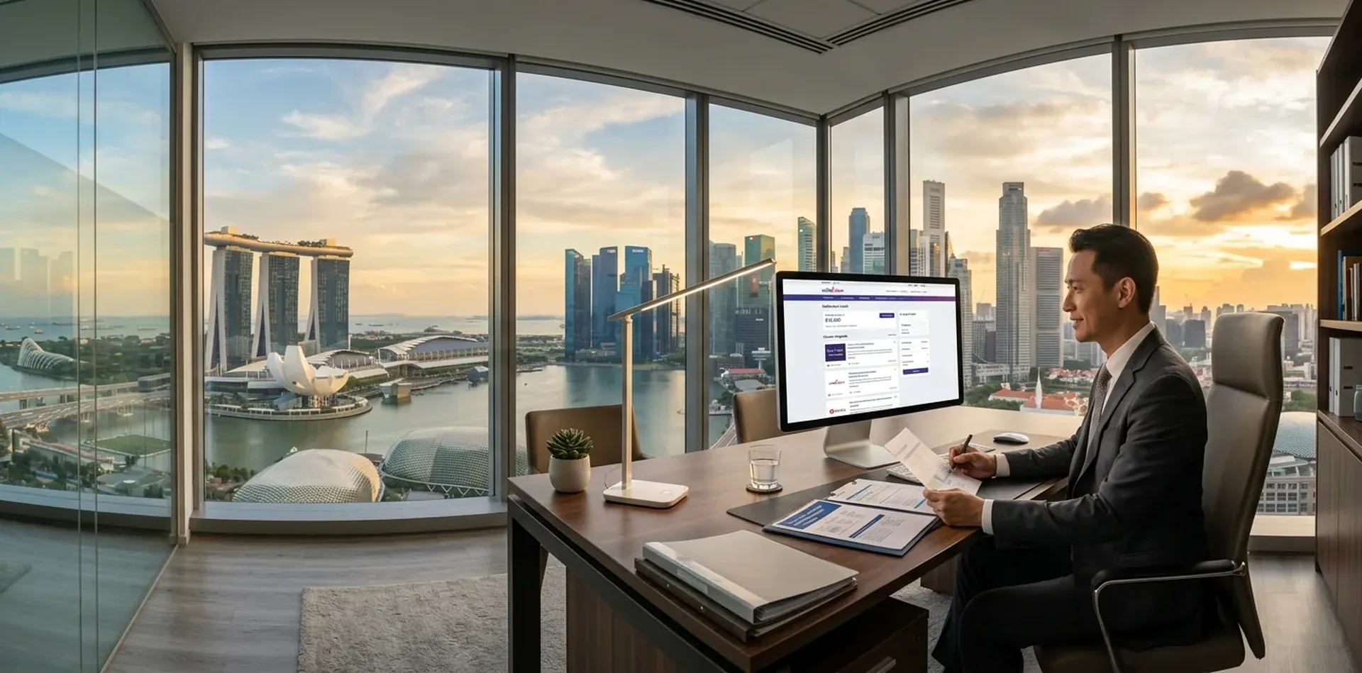 Singapore employer reviewing SkillsFuture Enterprise Credit balance on laptop with deadline calendar showing November 2026 expiry