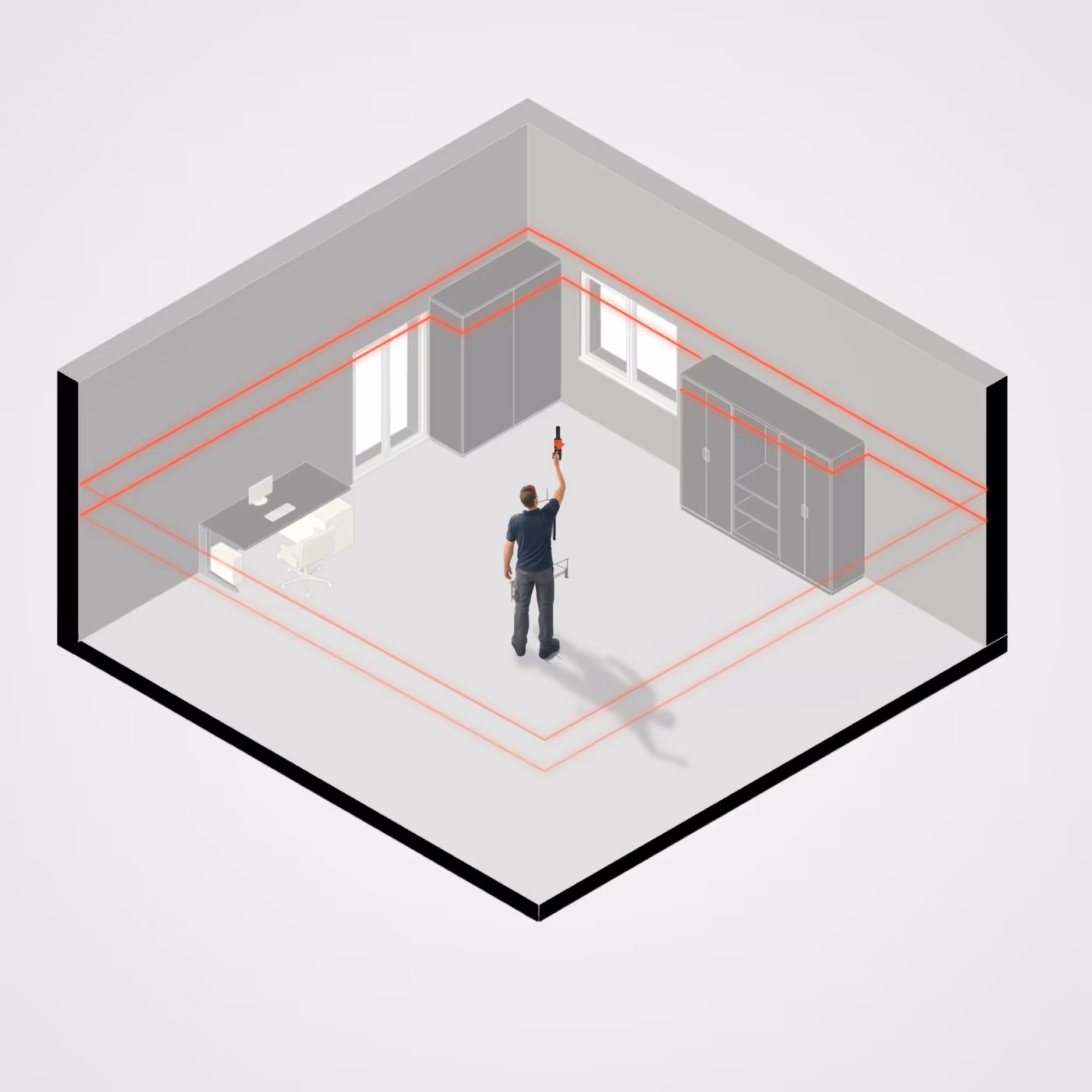 Digitales Aufmaß eines Raums mit dem LumoScanner zur Gebäudevermessung