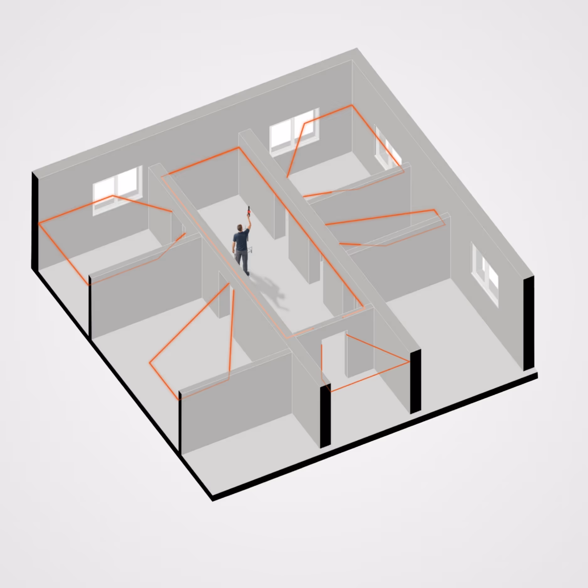 Stockwerk wird mit dem LumoScanner für die digitale Gebäudevermessung erfasst
