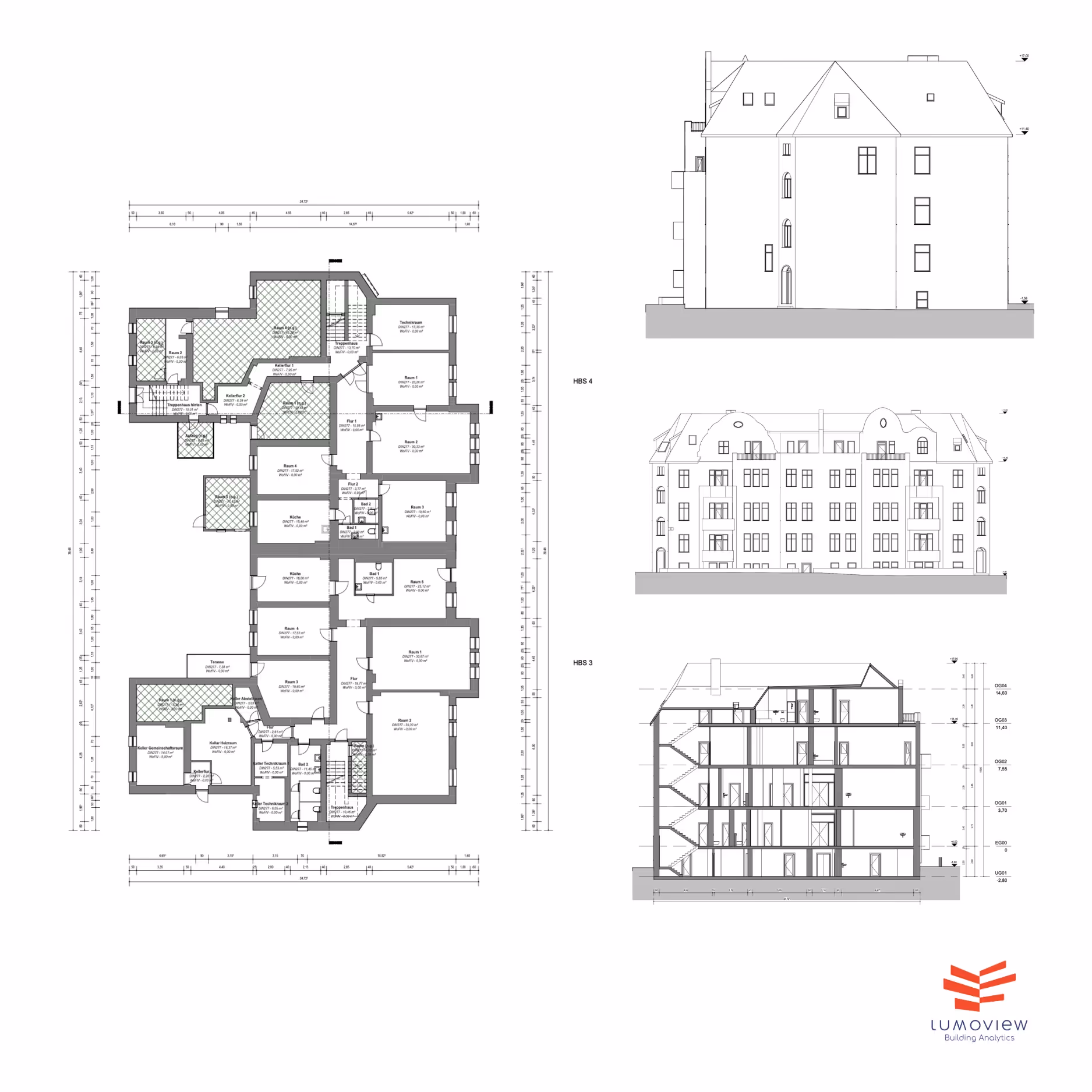 Architekturplan Level 2 als Teil präziser 2D-Planunterlagen