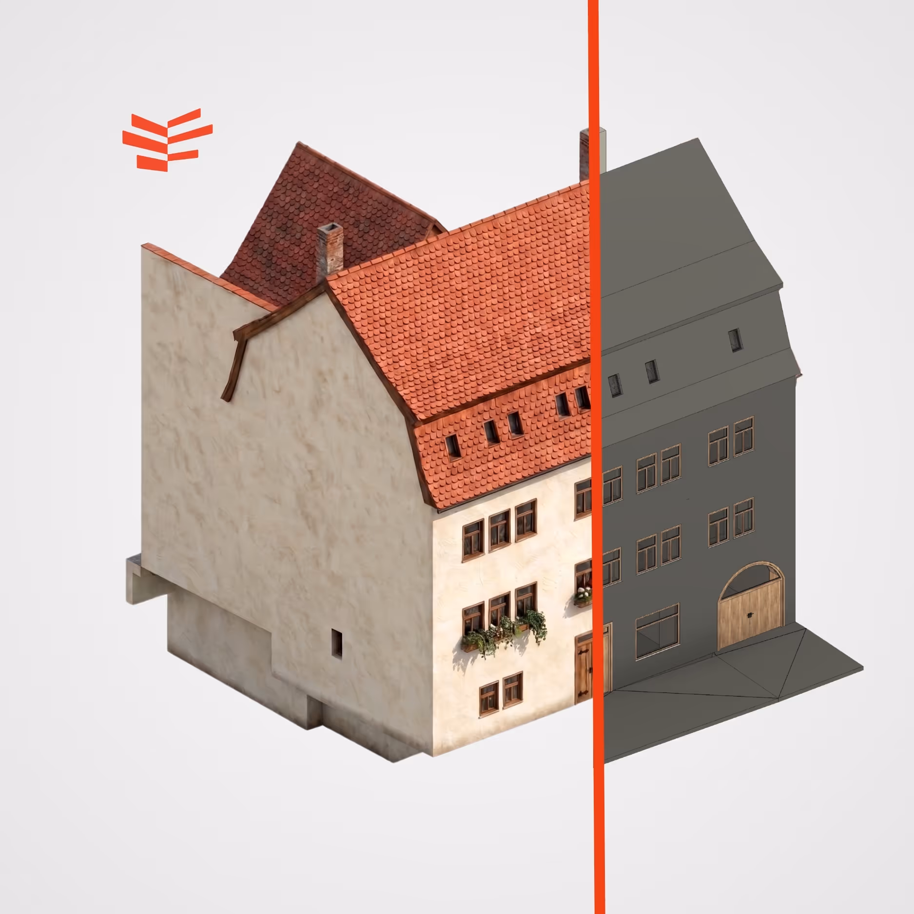 Digitales CAD-Gebäudemodell aus Bestandsdaten, erstellt mit der LumoCAD Engine