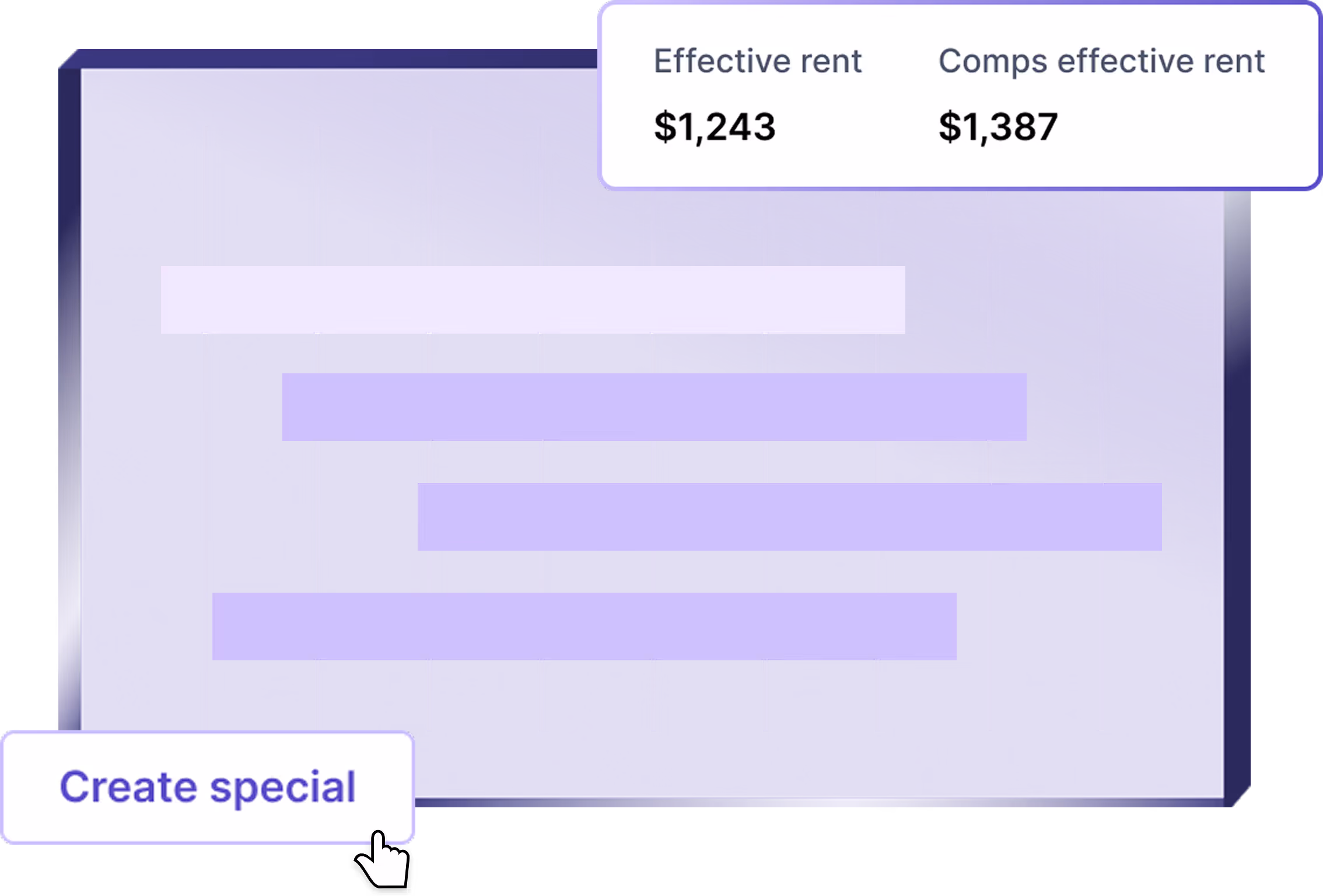 Dashboard view of Rentana's rent optimization software showing dynamic pricing recommendations and rental income analytics.