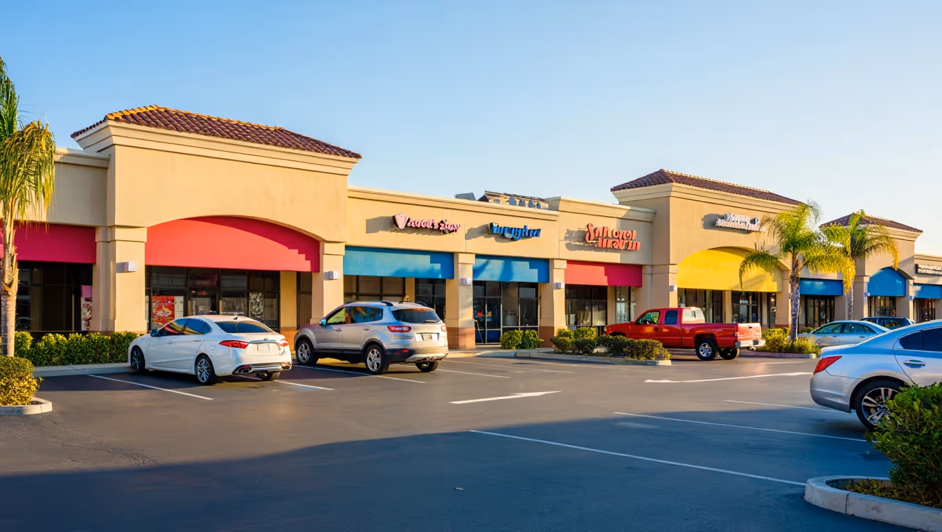 difference between a strip mall and a plaza
