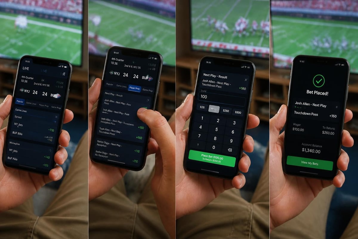 Mobile live betting user flow