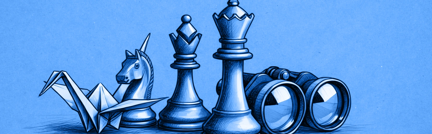 Chess pieces next to a camera lens