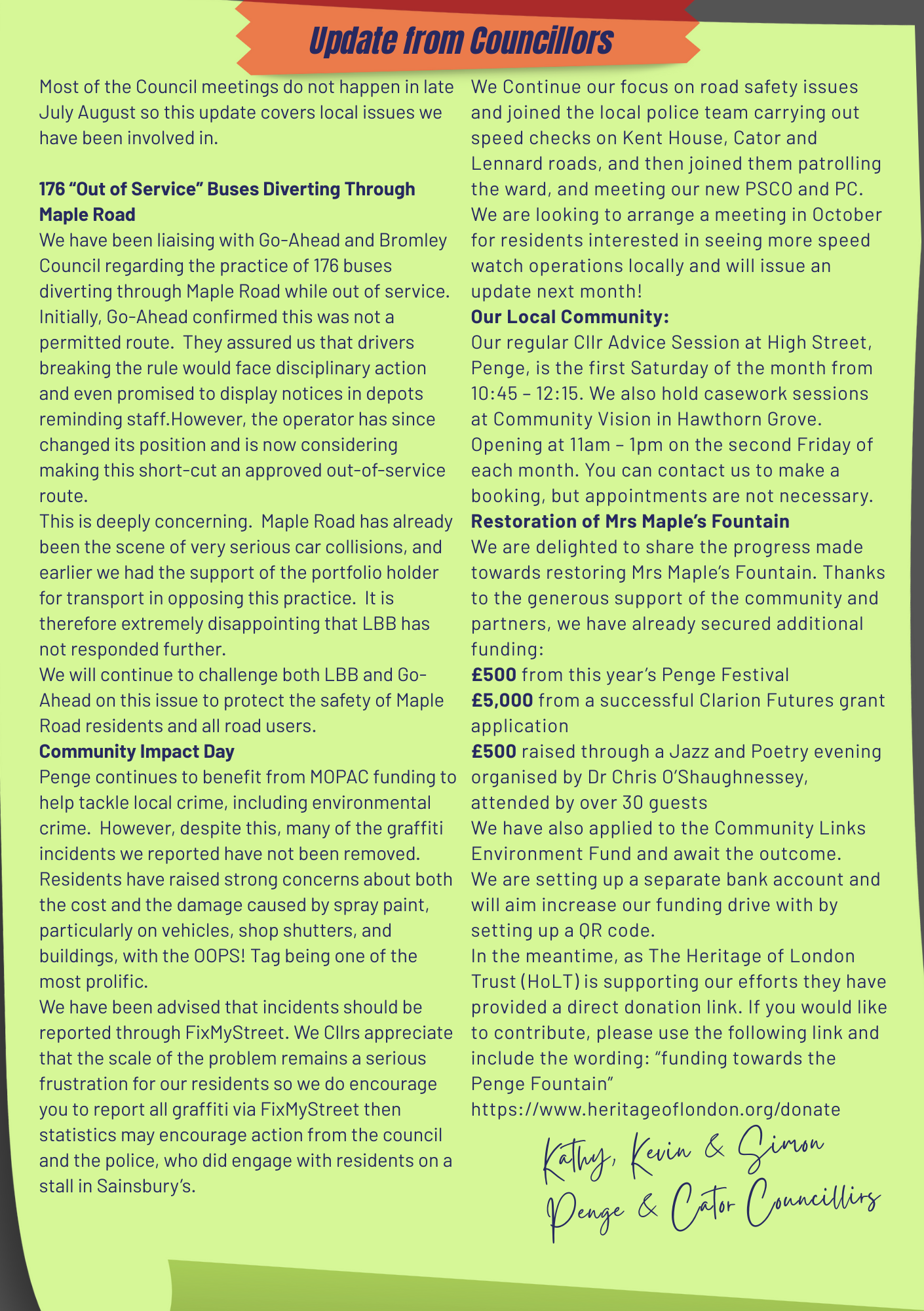 Councillors Update October 25