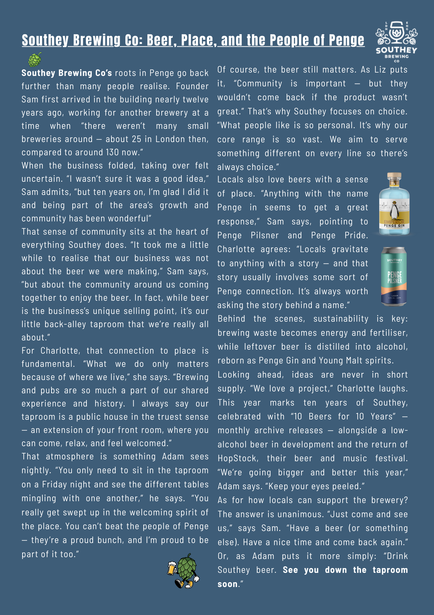 Southey Brewery - Winners of the Annual Pride of Penge Awards