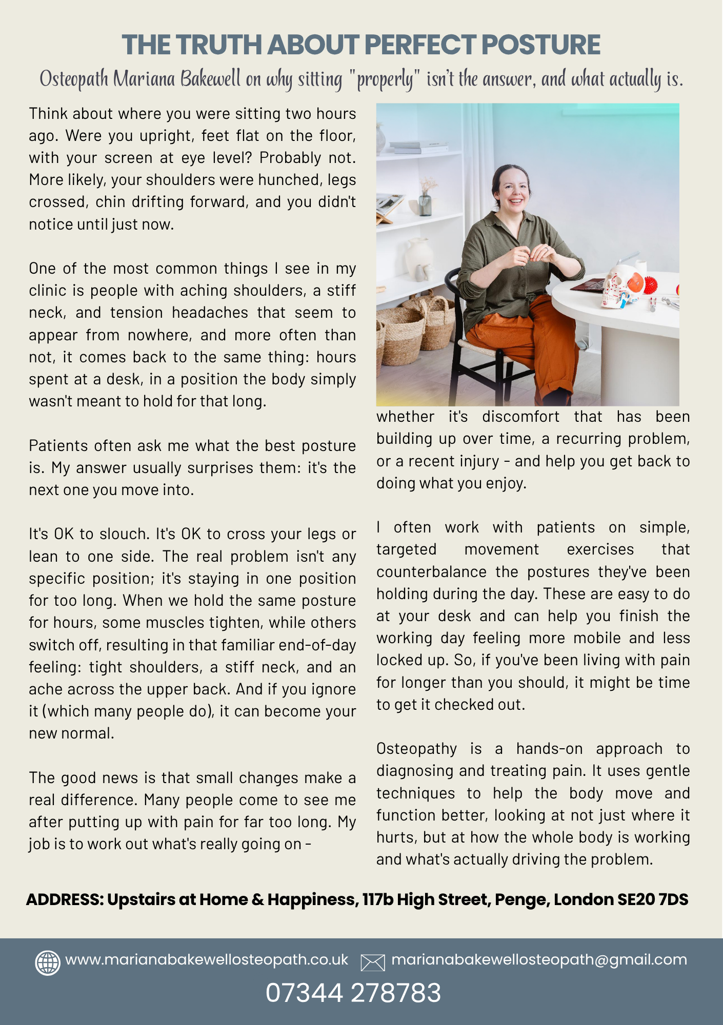  Mariana Bakewell SE20 Osteopath