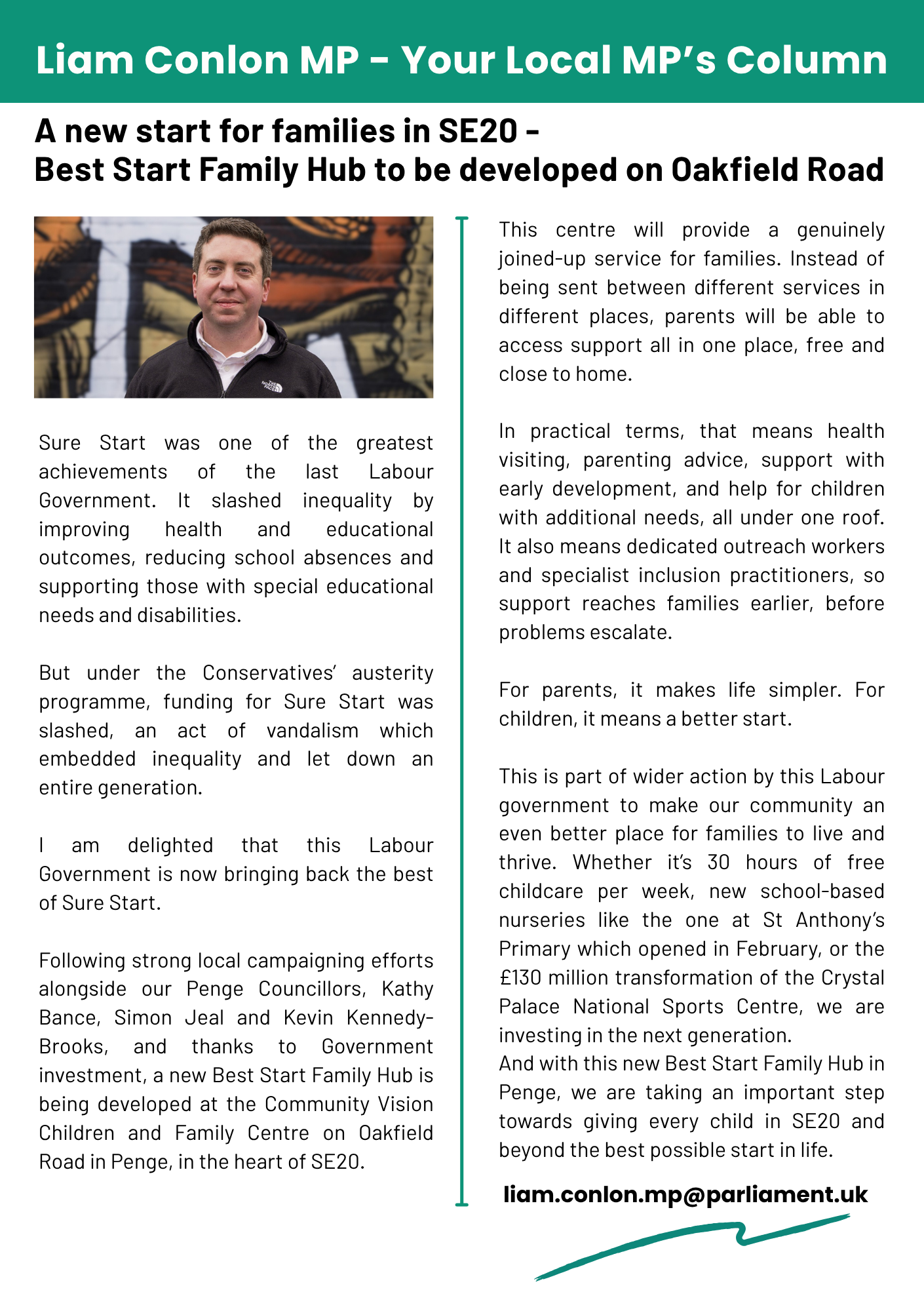 Liam Conlon MP Update