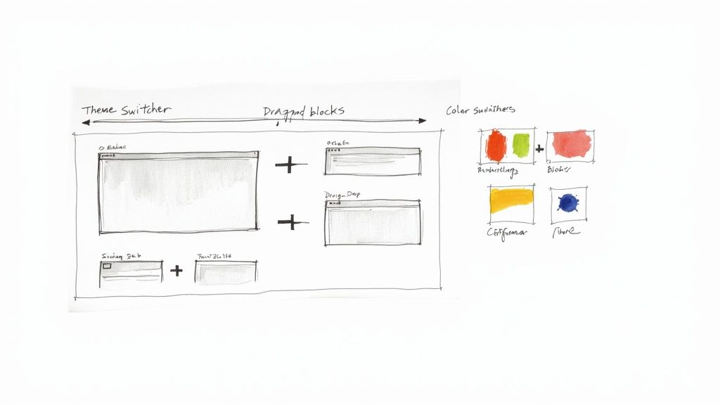 A person at a desk sketching out a plan on a large piece of paper, with sticky notes and flowcharts, representing the decision-making process for selecting a membership platform.