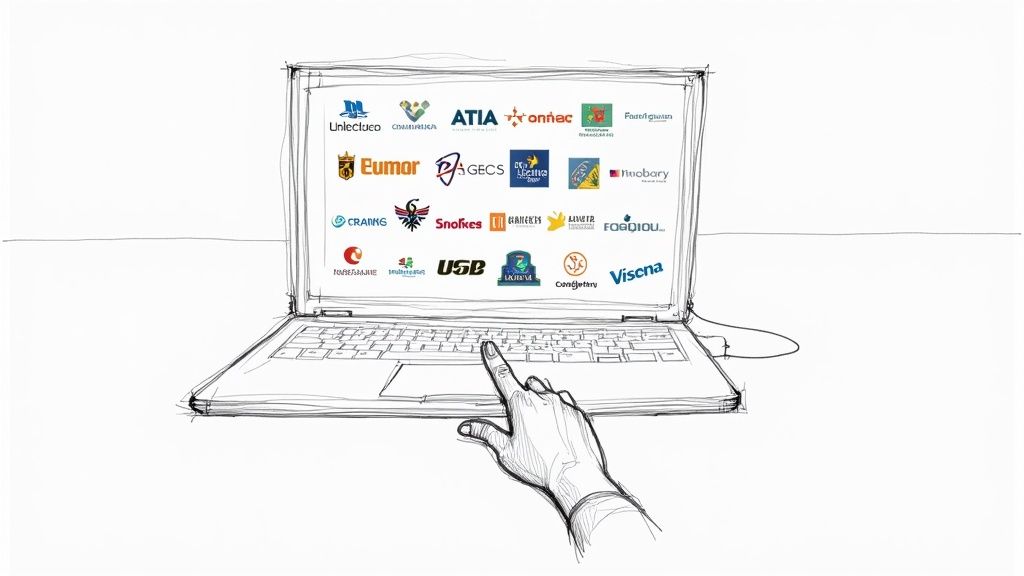 Woman reviewing a sponsorship proposal on a laptop