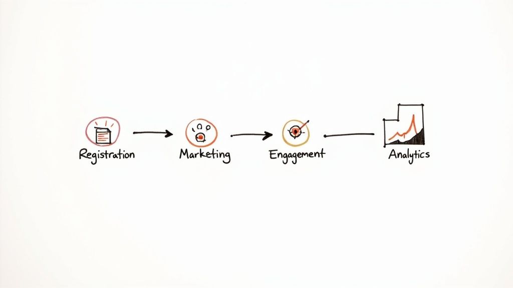 Event management software features being compared on a screen
