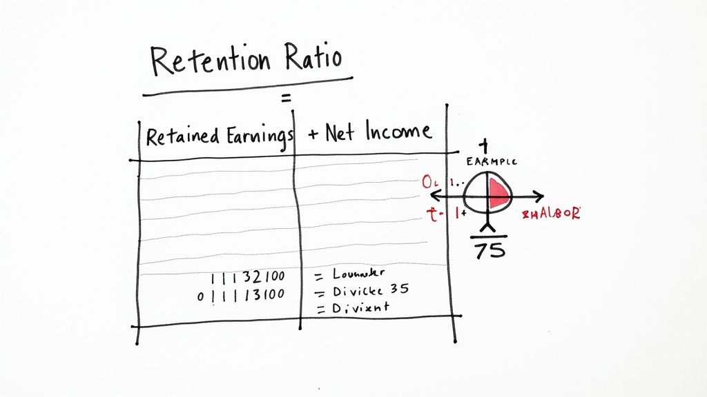 A visual representation of the retention ratio and payout ratio formulas.