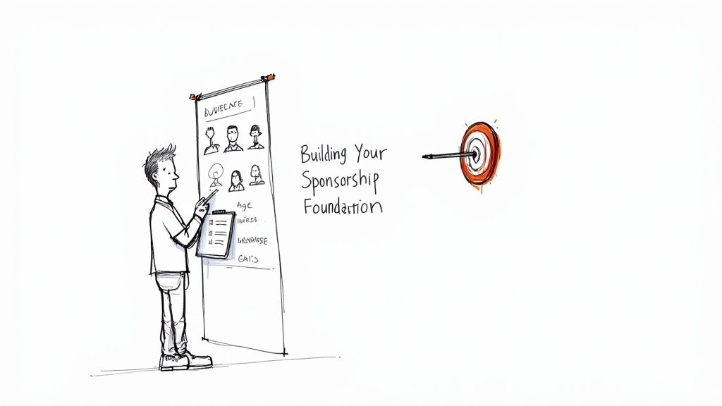 A group of people collaborating on a project, representing the foundational work of building a sponsorship strategy.