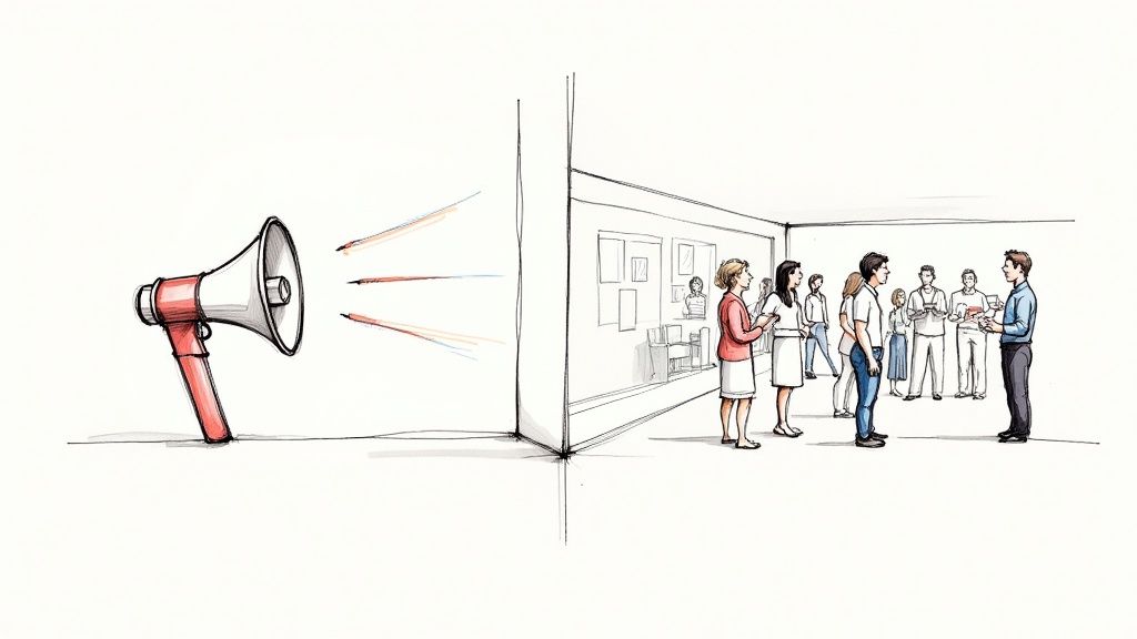 A group of people happily interacting at an outdoor marketing event