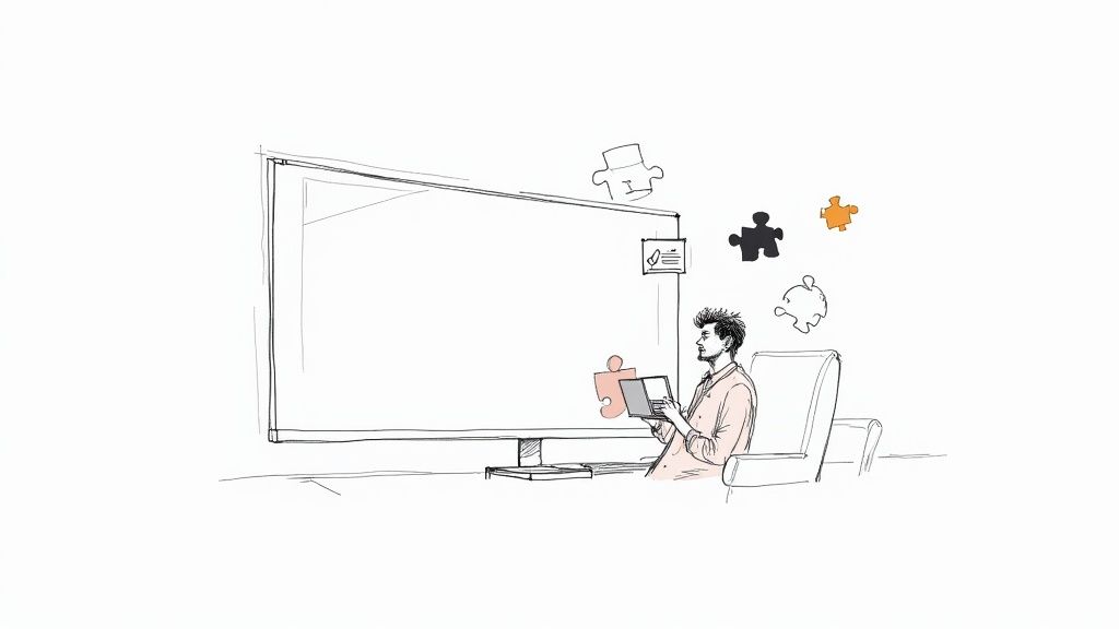 A person comfortably building a website on a laptop, symbolizing the ease of modern platforms.