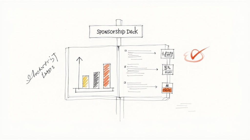 Two people shaking hands, sealing a sponsorship deal in a professional setting.