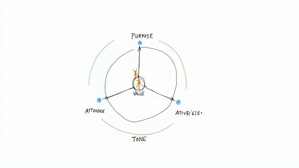 People brainstorming with sticky notes on a glass wall, planning an event's foundation.