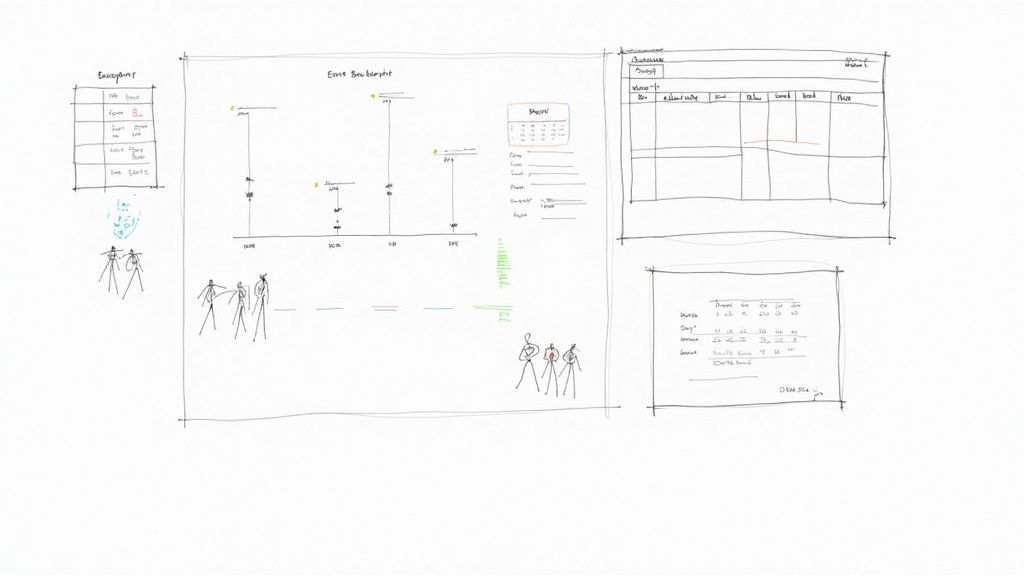 Woman and man collaborating on a laptop at an event planning session